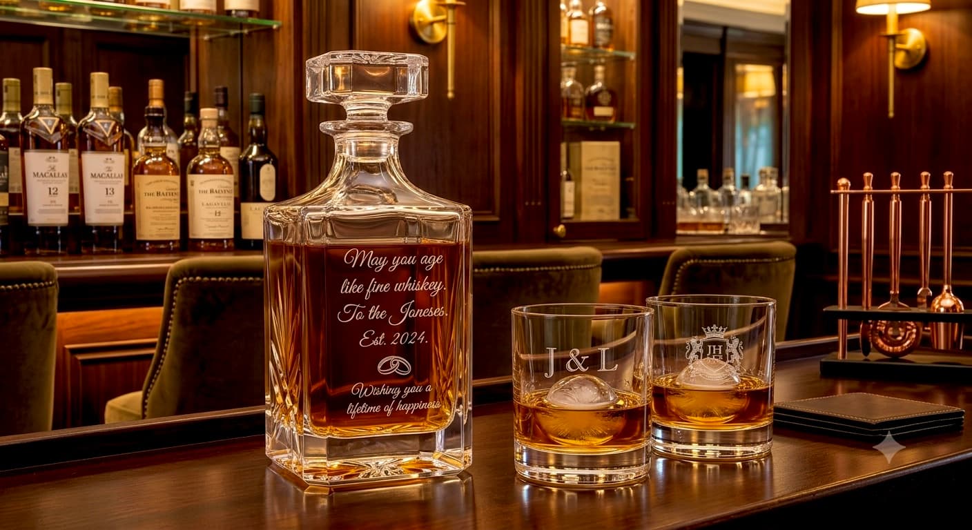 Crystal Decanter - Family crest engraving